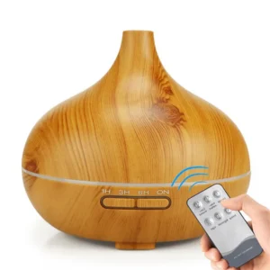 New Wood Grain Air Humidifier Aroma Diffuser, 550ml Round, Home Office Purifier, Remote Control Humidifier